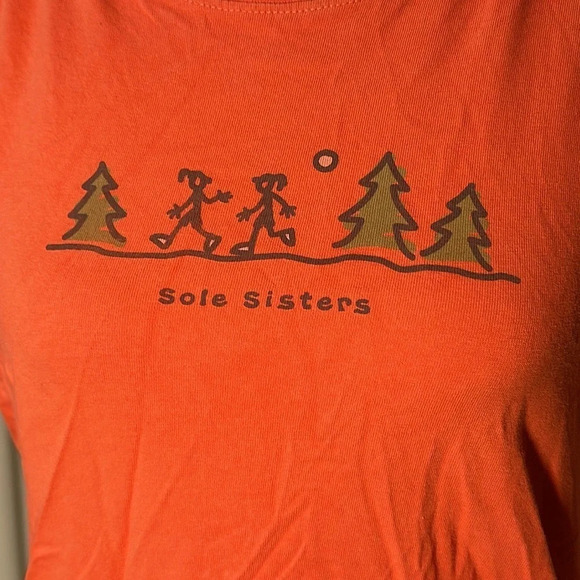 orange womens Life Is Good sole sisters tshirt size small - Picture 3 of 6
